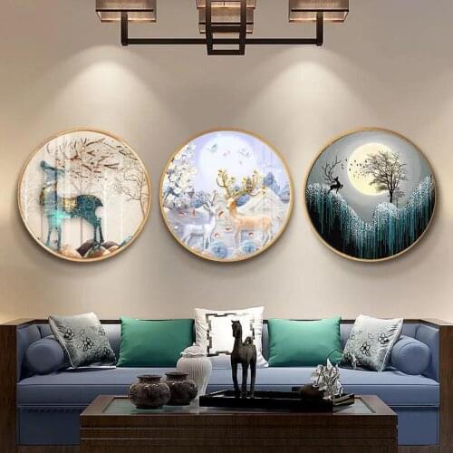 Elk Diamond Painting Full Diamond Cross Stitch Living Room Dining Room Diamond Embroidery Point Diamond Sticker Diamond Entrance