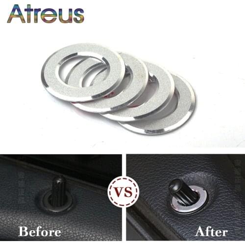 Atreus 4pcs Car Door Lock Pin Covers Stickers For Mercedes Benz E GLK GLS Class W212 E200L E260L E300L E320L E400L Accessories