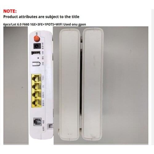 Free delivery6 unids/lote 6,0 F660 1GE + 3FE + 1 maceta + WIFI usada uu. gpon ont ZTE GPON onu OLT sin energía de segunda mano