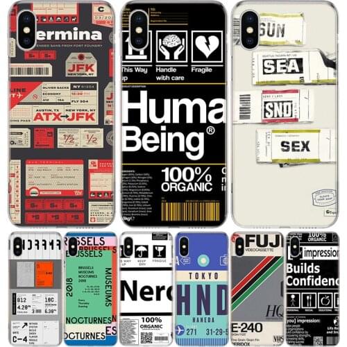 Ins Stamp Label Barcode Phone Case for Apple Iphone 11 12 X Xs Pro Max Mini XR 7 8 6 6s Plus 7G 6G 5G 5S 5 SE +Shell Cover Coque