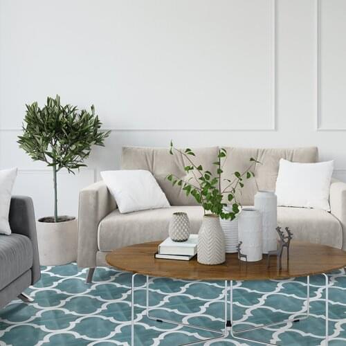 Home Decor Morocco Floor stickers ceramic tile Waterproof Black Blue Non-slip Vinyl Peel and Stick Bathroom Kitchen 10pcs