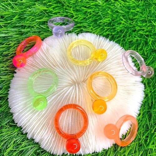 Korean Charms Candy Color Geometric Rings for Women Acrylic Vintage Harajuku Simple Cute Rings 90s Aesthetic Gifts New