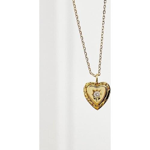 Authentic 925 Sterling silver CZ Zircon starshine into the Love heart necklace Pendant Jewelry Charms TLX2266