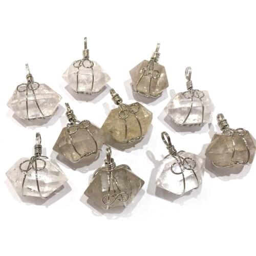 Natural White Crystal Pendant Irregular Shape Winding Pendant Charms for Women Jewelry Necklace Pendant Best Gift 29x32mm