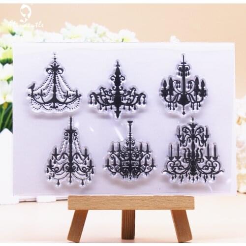 CLEAR STAMPS Crystal Chandelier DIY Scrapbooking Card Album Paper Craft Rubber Roller Transparent Silicon Stamp AlinaCraft