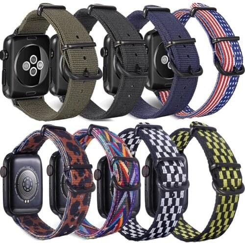 Nylon Watchband for Apple Watch 44mm 40mm 38mm 42mm Canvas Braided Wrist Strap Band Bracelet for iWatch Series SE 6 5 4 3 2 1