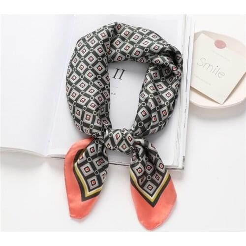 Luxury Plain Girls Headband Print Silk Scarf Satin 70*70cm Square Scarves Shawl Handle Bag Bandana Female Neckerchief Foulard