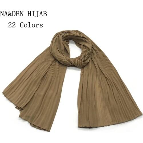 2020 new Chiffon pleated shawls elegant shawl plain maxi muslim hijab woman scarf/scarves pashmina bandana scarf Free Shipping 1