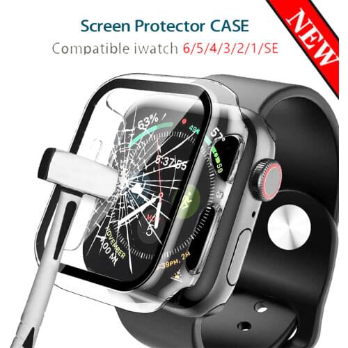 Watch screen protector + CASE for apple watch 6 SE 5 3 4 38mm 42mm Plastic Frame for IWatch 5 2 4 40mm 44mm screen Glass cover