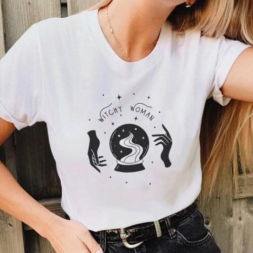 Witchy Woman Fortune Teller T-shirt Funny Witch Goth Halloween Tshirt Women Mystical Wiccan Crystal Ball Tees Tops