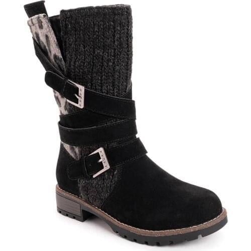 Lady 2021 autumn/winter belt buckle medium heel casual short cylinder Marten boots large size women