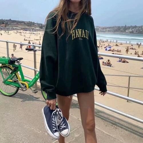 Letter Embroidery Hoodies Women Casual Sweatshirt Loose Harajuku Oversize Long Sleeve Pullovers 2020 Fall Winter Tops Clothes