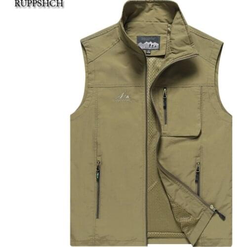 New Men Casual Summer Breathable Large Cotton Sleeveless Vest Multi-Pocket Men Multi-Pocket Camera Vest Oversize