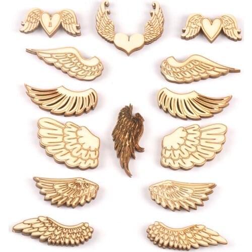 10pcs Wings of an Angel pattern Wooden Scrapbooking Art Collection Craft for Handmade Accessory Sewing Home Decoration M2143