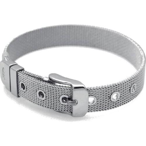 100pcs/lot Stainless Steel Mesh Bracelets Punk Style 10MM/8mm Adjustable Belt Buckle Hand Chain Men&womans Fashion Jewelry