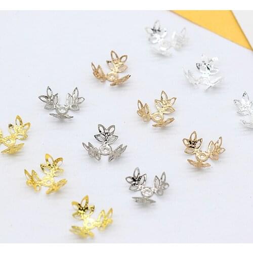 100p 16mm silver gold plated connector end cap DIY Bracelet Necklace Jewelry findings Filigree Flower spacer Bead Cap Metal Bead