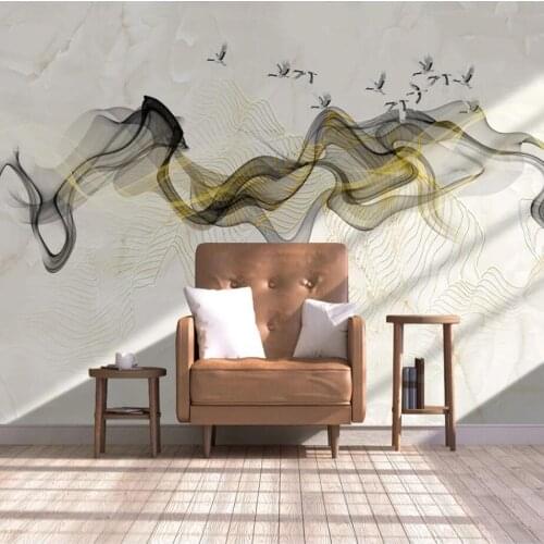 Milofi custom any size 3D mural wallpaper marble pattern abstract gold line ink landscape background wall paper mural