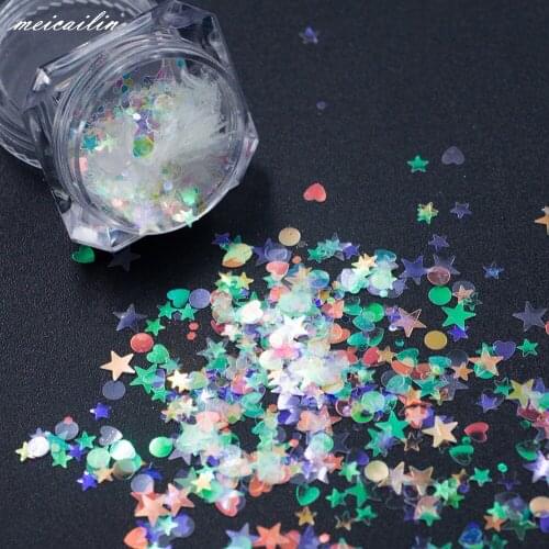 4box/lot Newest Mix Shape Glitter Nail Flakes Sequins Fluorescent Shining Manicure Pedicure 3D Nail Art Decorations