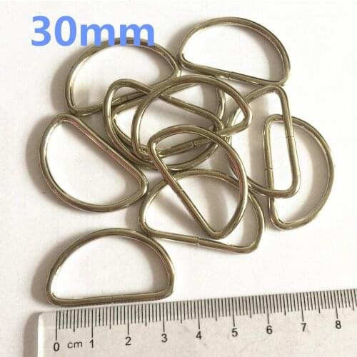 50PCS 30mm D Shape Silver Plated Buckles Garment Clothes DIY Needlework Luggage Sewing Handmade Bag Purse Buttons Half Round