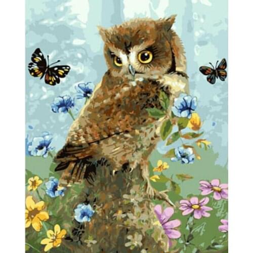 5D Diamond Painting Owl and Butterfly Flower Diamond Mosaic Picture Embroidery Kit Rhinestone Diamond Cross Stitch Wall Sticker