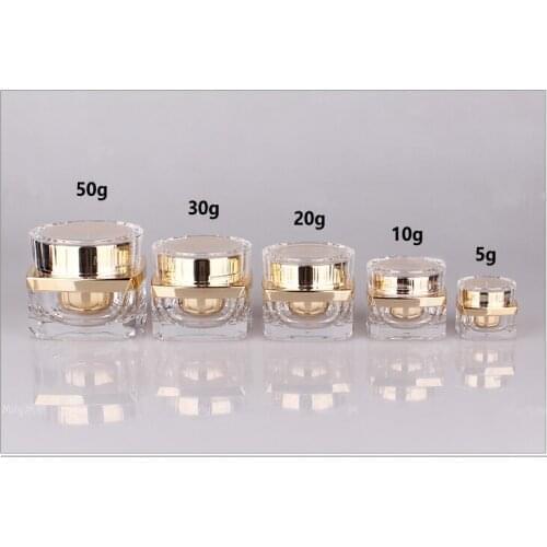 50g/50ml Golden colour Cream Jar,Acrylic Cosmetic Container With Screw Cap,Makeup Sub-bottling,Sample Cream Canister50pcs/lot