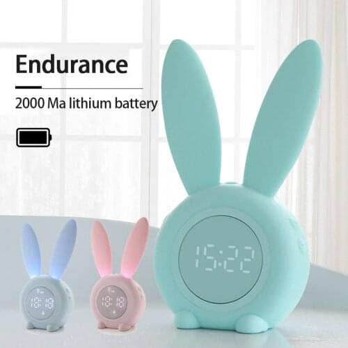 Digital Alarm Clock With LED Background Light Night Light Rechargeable Cute Rabbit Timer Magnetic Wall Decoration Clock