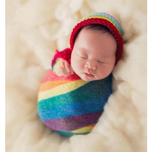 Newborn Photography Props Wraps 40X150cm Rainbow Stretch Wrap Studio Baby Photo Props Fotografia Accessories Wrap Newborn props