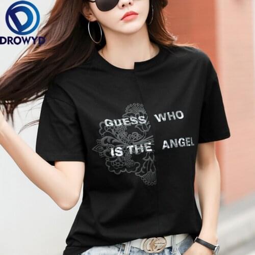Summer Women Harajuku T-shirt Brand Letter Print Cotton Female O-Neck Short Sleeve T-shirts Casual Loose Simple Goth Tees Tops