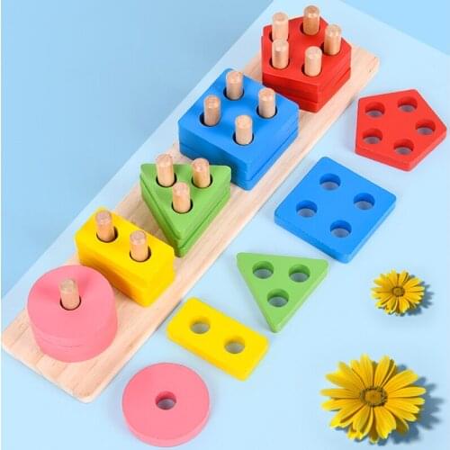 Geometric Models 3b Puzzles Educational Wooden Toys Multicolor Shape Pairing Learning Jigsaw Toy Children Toddler Montessor Gift