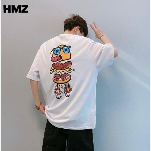 HMZ Hamburger Printing Man Printing Male T Shirt Summer Breathable Clothes Short Sleeve T Shirts Fashion Style Mens Tees Shirts