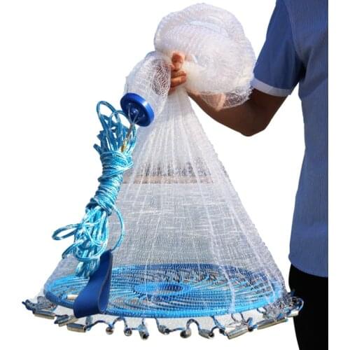 Hot Sale Deep Hole Cast Net Diameter 300CM 720CM American Style Old Salt Cast Nets Small Mesh Fishing Net with Rings