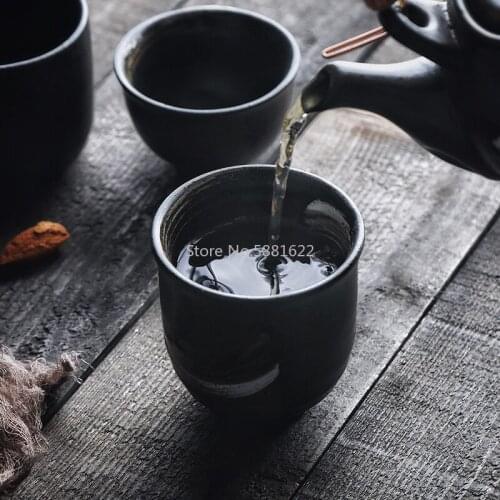 1PC Japanese Style Ceramic Tea Cup Hand-painted Retro Tableware Restaurant Hotel Single Cup