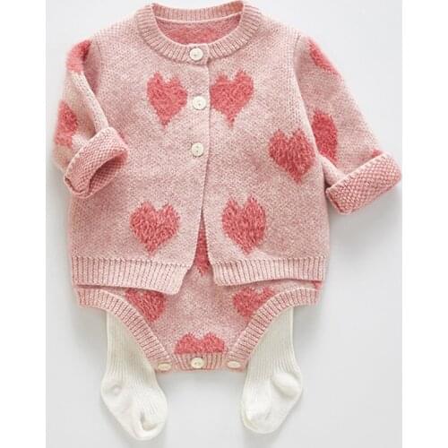 Baby Girl Suit Set Baby coat + Romper 2Pcs Suit Spring Autumn Infant Stylish sweet love Clothing Baby Outfit Baby Girl Clothes