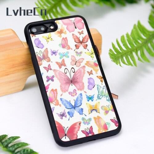 LvheCn Silicone Rubber Phone Case Cover for iPhone 6 6S 7 8 Plus X XS XR 11 12 Mini Pro Max Colorful Butterflies