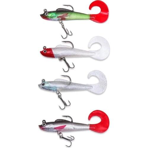 4PCS Soft Fishing Lure 8.9cm 9g Wobblers Silicone Swimbait 3D Eyes Artificial Bait With Sharp Hooks For Carp Pike Fishing Tackle