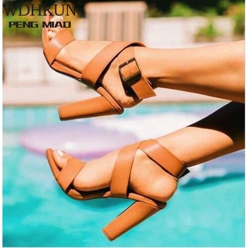 WDHKUN 2020 New Style Fashion Ladies Summer Sexy High Heel Party Shoes Ladies Open Toe Thick with Womens High Heels Sandal