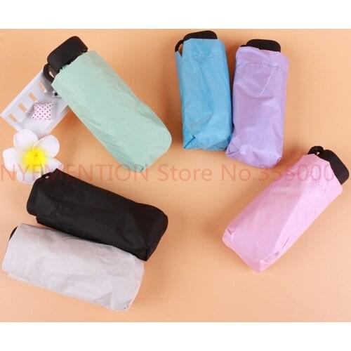 New Portable Mens Umbrella Mini Pocket Umbrellas Prevent UV Rainproof Folding ladies small five fold sun umbrella 50pcs