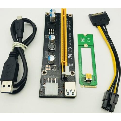 New 60CM USB 3.0 1X TO 16X M2 NGFF PCI-E PCI Express Extender Riser Card Adapter Cable 6Pin Power Cable For Bitcoin Miner Mining