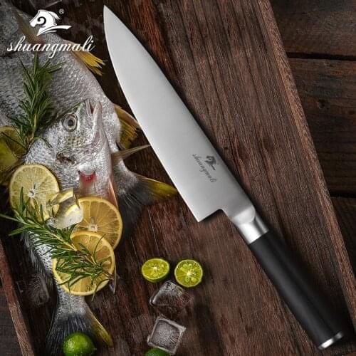 8 Inch Chef Knife 5CR15MOV Ebony Wood Handle Stainless Steel Slicing Cleaver Gift knife Sharp Cook Kitchen Knives