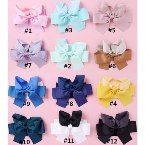 1PC Baby Girls Hairband Silk Bow Headband Newborn Solid Headwear Headdress Nylon Elastic Hair Band Gifts Props Toddler
