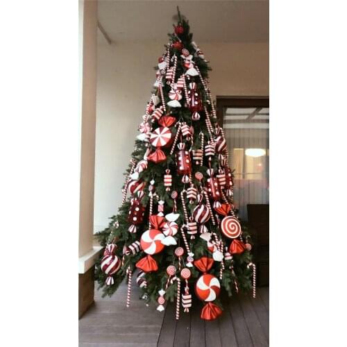 Christmas decorations scene layout gift ornaments pendant ornaments DIY large candy 55CM plating red and white sugar