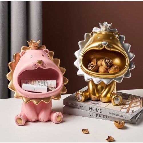 Cute Lion statue home decor Model Animal Living Room Bedroom Desktop Statuette abstract art Decoration sculpture Ornaments Gift