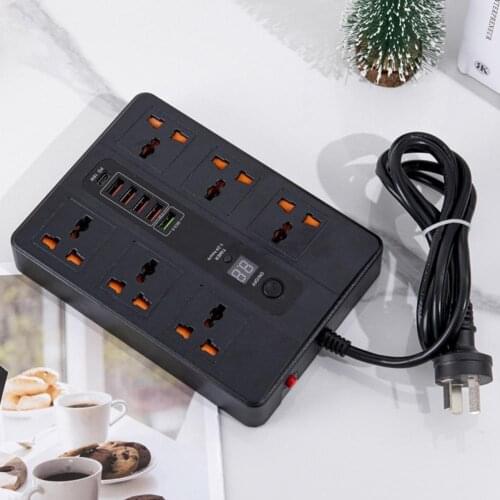 Smart Timing Socket 6 Outlet Surge Protector Extension Cord Plug Power Strip With Timing Function USB Charger Power Board