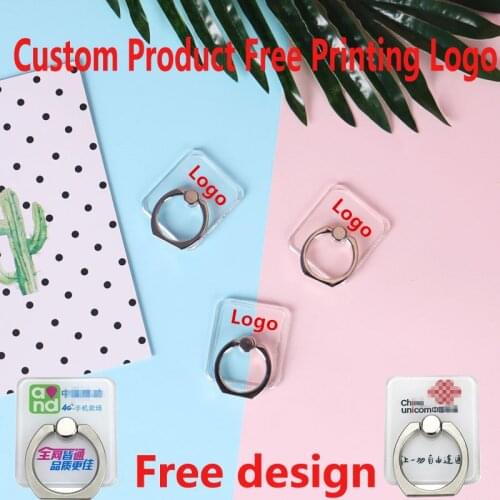 50-500pcs Customized products free print logo crystal ring holder cartoon flat holder universal phone finger ring holder