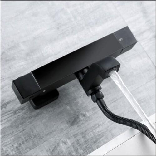 Vidric Wall Mounted Bathroom Black Oil Brushed thermostatic Bath & Shower Faucet hand held Shower Faucet Sets Bathtub Faucet Set