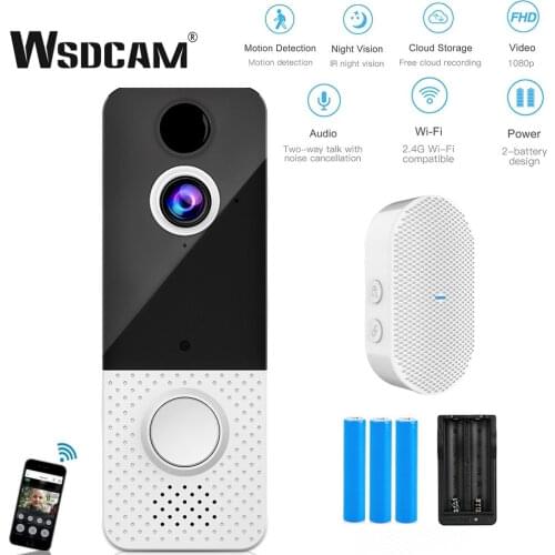 Wsdcam Smart Video Doorbell WIFI 1080P Visual Intercom Night Vision IP Door Bell PIR Security Intercom Wireless Cameras T8