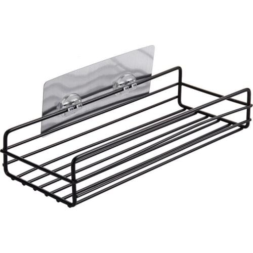 Iron bathroom shelf wall mounted shower gel storage rack toilet non perforated washing rack