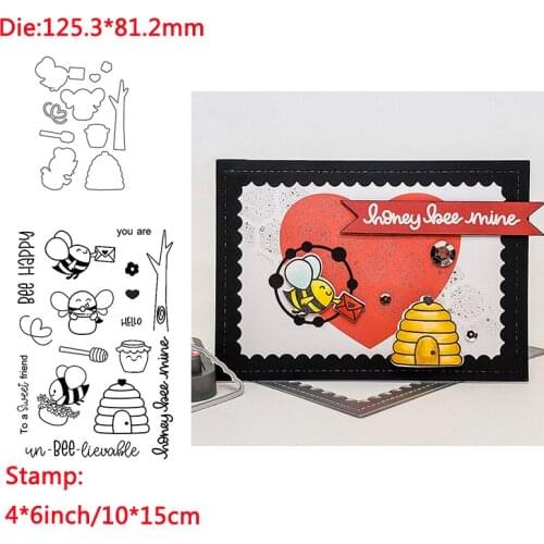 Animal Hard Working Bee Words Metal Cutting Dies&Transparent Clear Stamps For DIY Scrapbooking Album Paper Cards New 2020