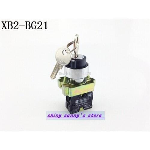 1Pcs XB2-BG21 2 Position 1 NO Normally Open 1 N/O Locked Maintained Key Operated Selector Switch