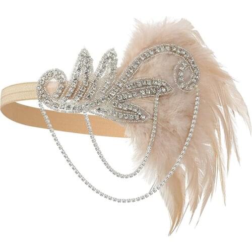 20s Headpiece Vintage 1920s Headband Flapper Great Gatsby (Champagne)
